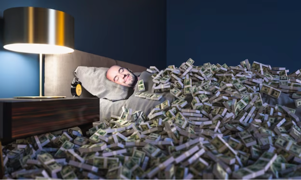 꿈속에서라도 많은 돈에 깔려봤으면