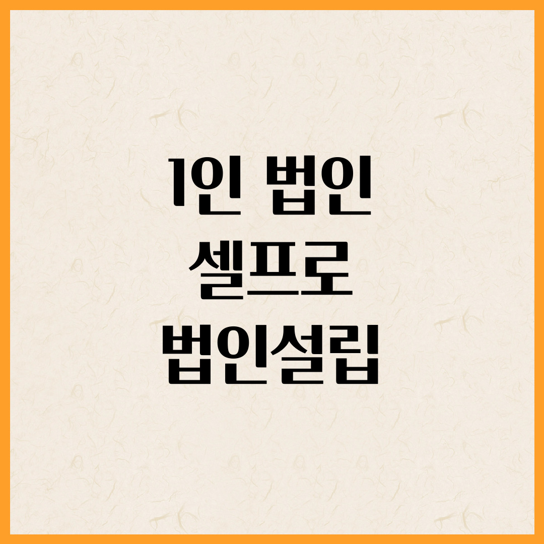 1인 법인 셀프로 법인설립